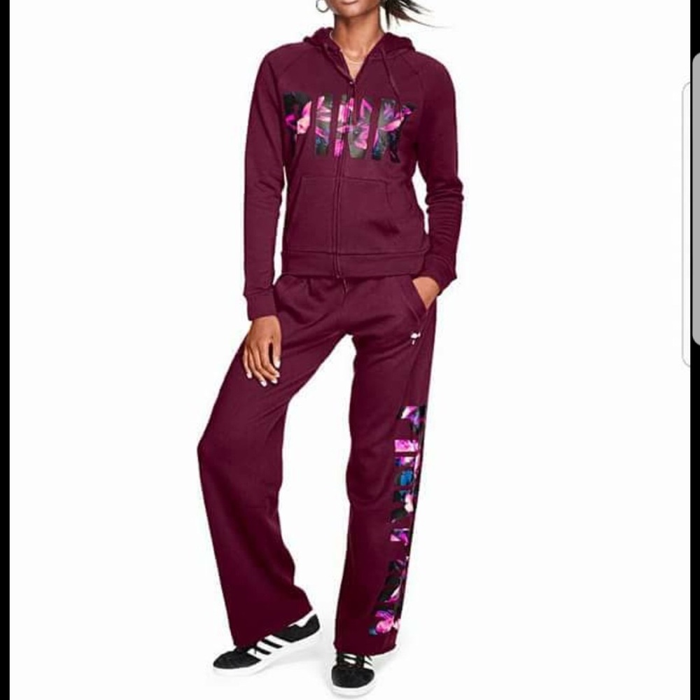 NWT Victoria secretPINK large maroon tropical set